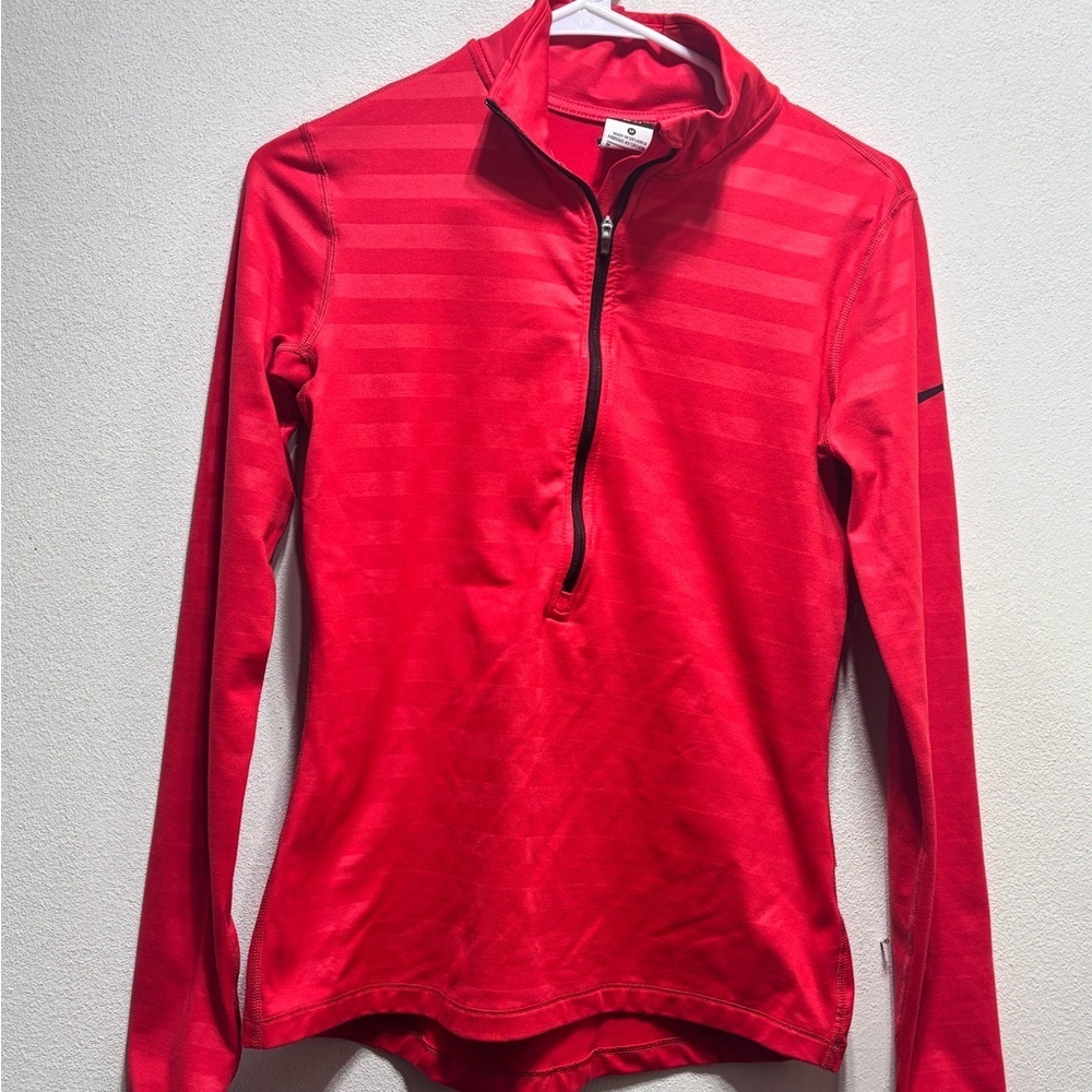 Nike Women's Red Long Sleeve Half-Zip Top